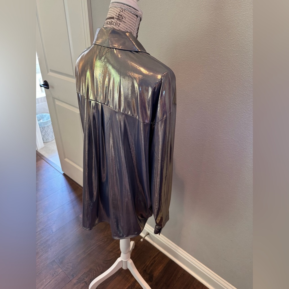 NWT Anthropology Metallic Button-Up Shirt - Picture 13 of 15